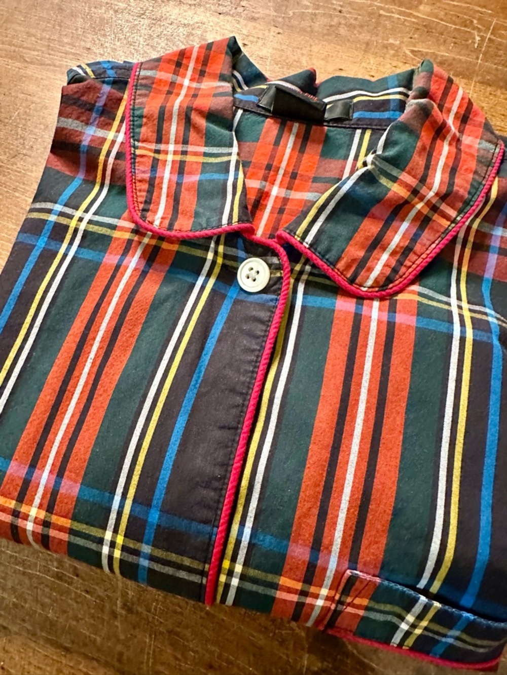 J.Crew Plaid Button Front Blouse Red Trim Cotton Preppy Tartan Shirt Classic